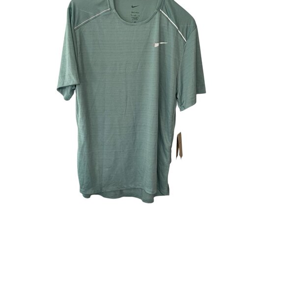 Nike Men’s Dri Fit Miler Running Shirt AJ7565-309 Hazel Green Reflective NEW M - Picture 3 of 8